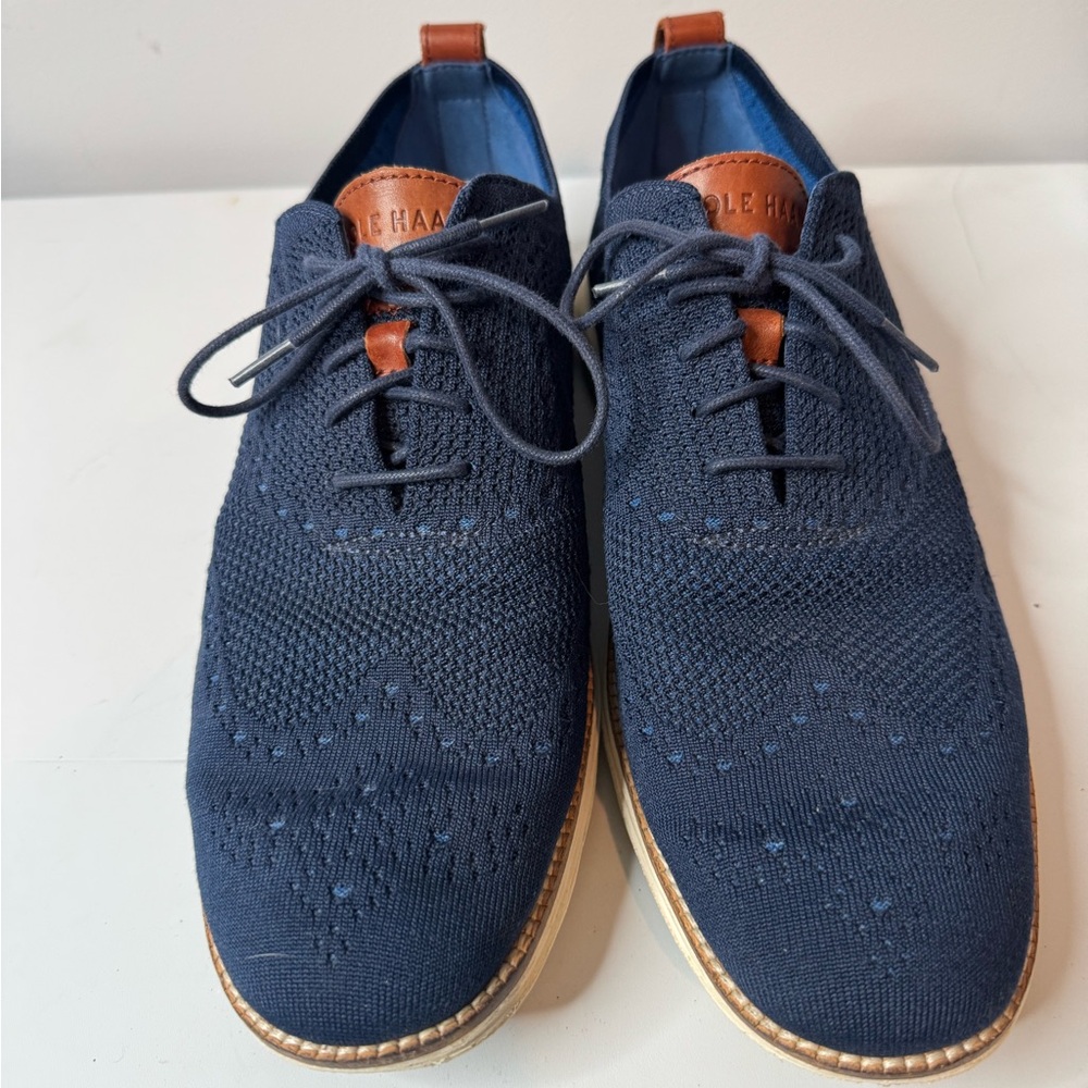 Cole Haan Men's Navy Knit Oxfords - Size: 13